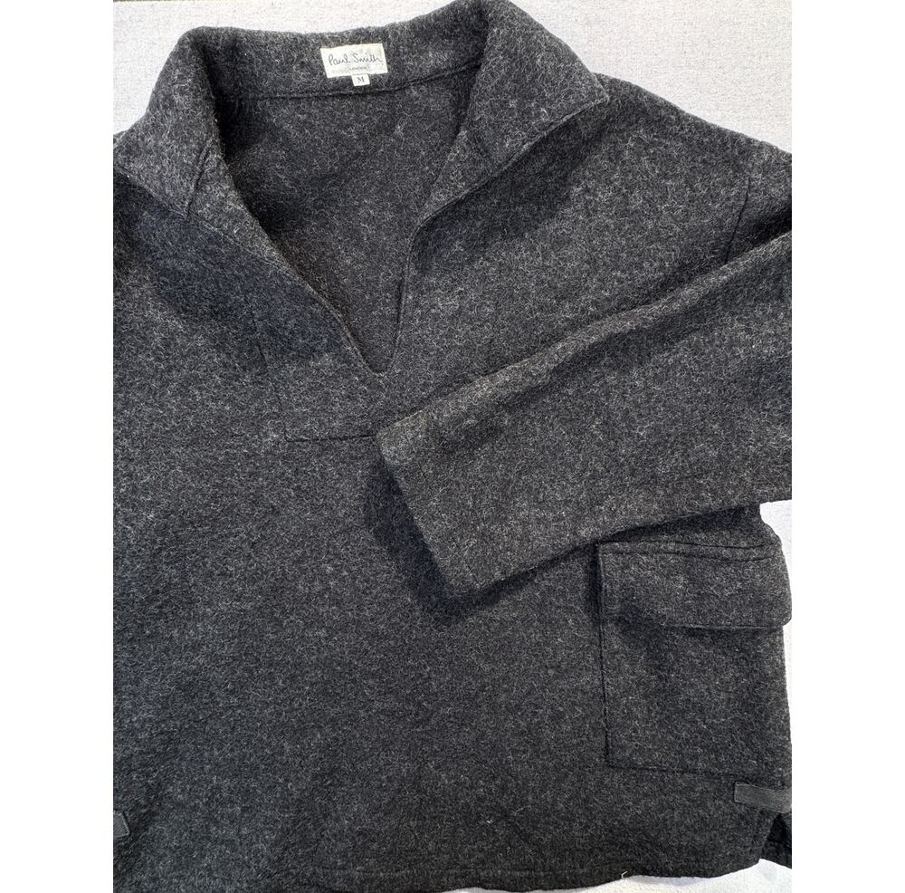 PAUL SMITH charcoal gray boiled wool popover sweater - M